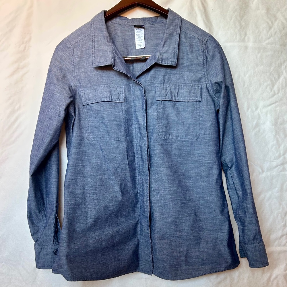 Patagonia Organic Cotton Shirt Long Sl Dk Blue W size 14